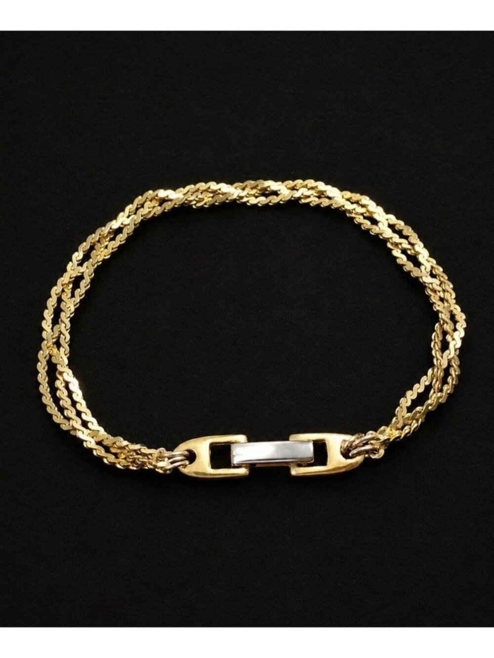 NAPIER Vintage 1980s Gold Tone Multi Strand Chain Bracelet 6.5" Two Tone